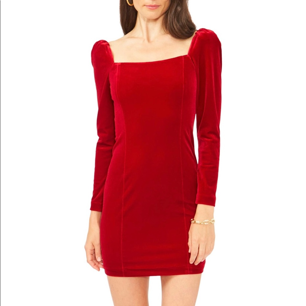 NWT 1.STATE Red Velvet Long Sleeve Sheath Minidress